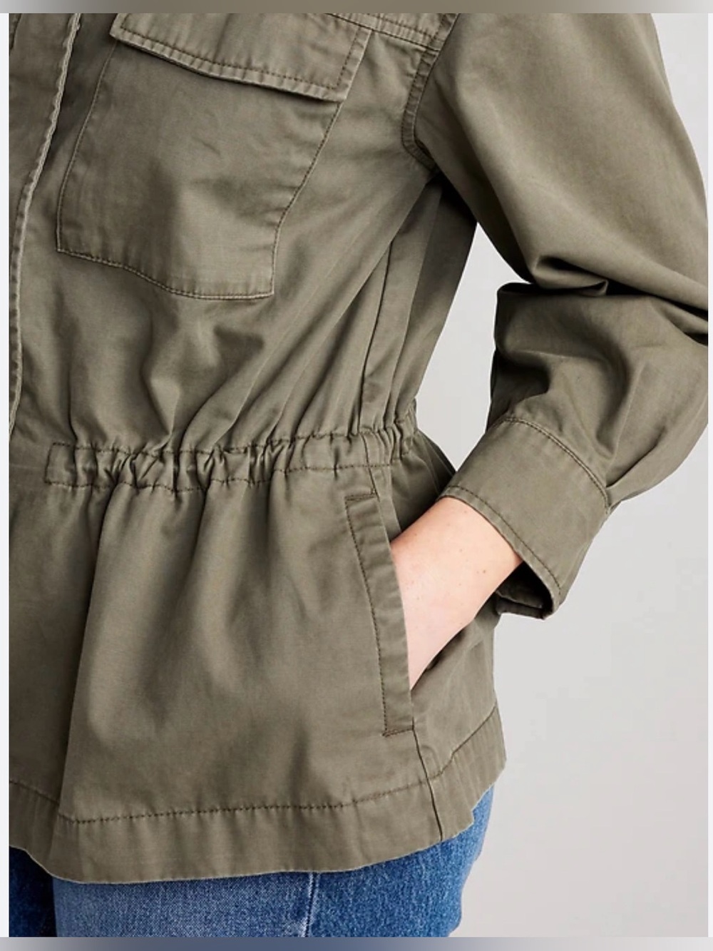 Old Navy Utility Drawstring Waist Jacket - Cinched-Waist Olive NWT SIZE XL/18 - Picture 2 of 6